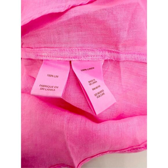Lilly Pulitzer Neon Pink Button Down Sleeveless Briette Linen Top Large NWT - Picture 5 of 6